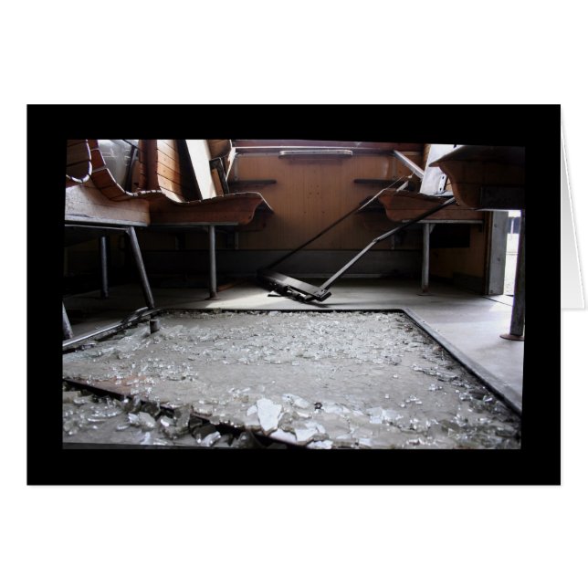 Broken Glass on the Ground Abandoned Train Card (Front Horizontal)