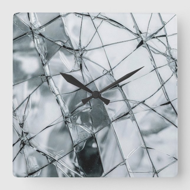 Broken Glass Surface (Style 4) Oil Painting Square Wall Clock (Front)