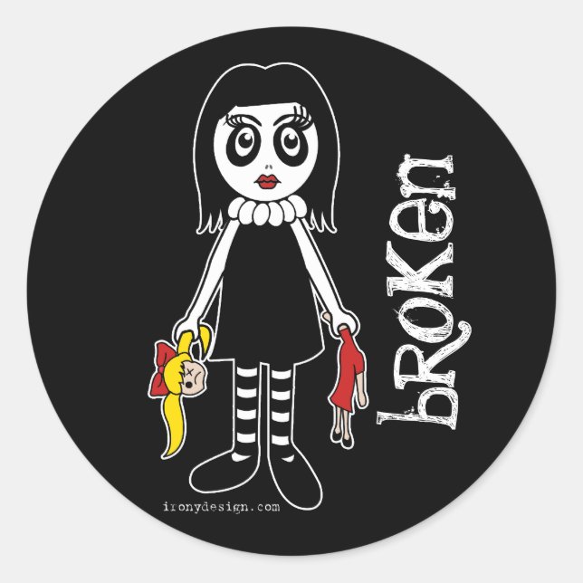 Broken Goth Doll Classic Round Sticker (Front)