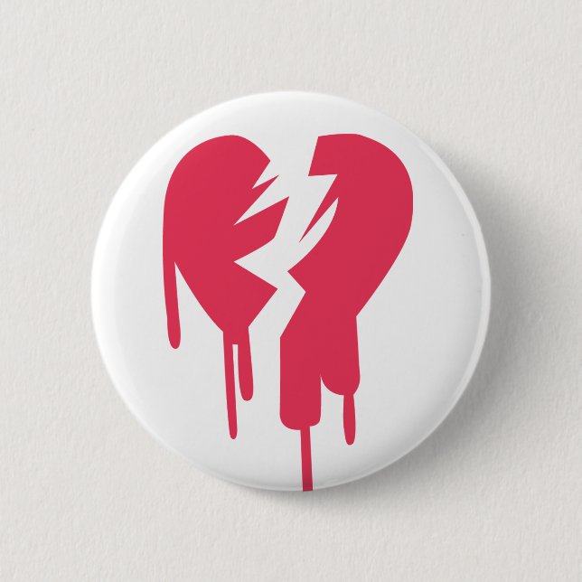 Broken Heart 6 Cm Round Badge (Front)