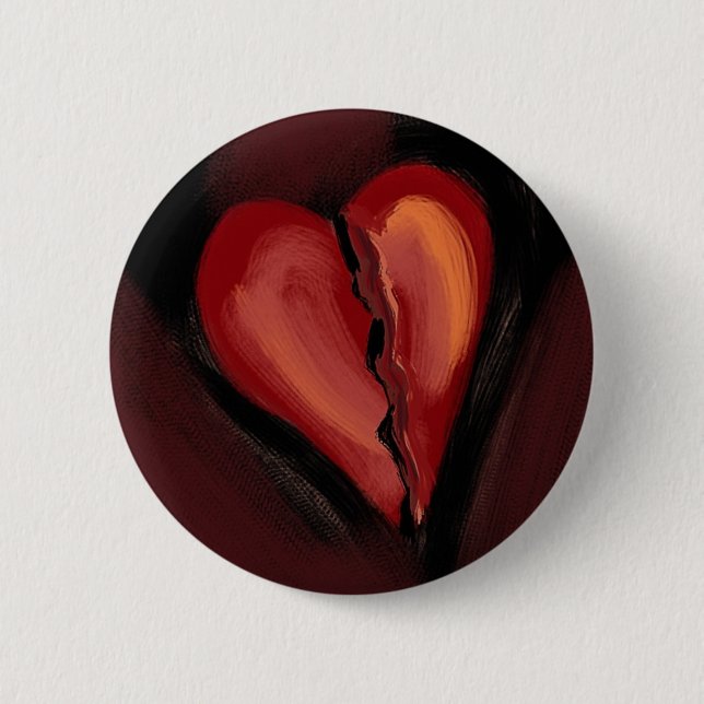 Broken Heart 6 Cm Round Badge (Front)