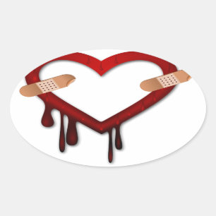 broken heart anti valentines day oval sticker