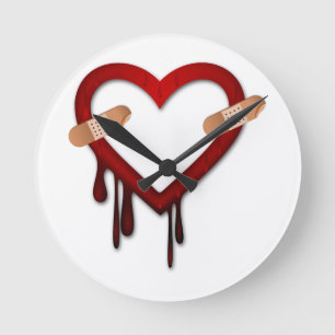 broken heart anti valentines day round clock