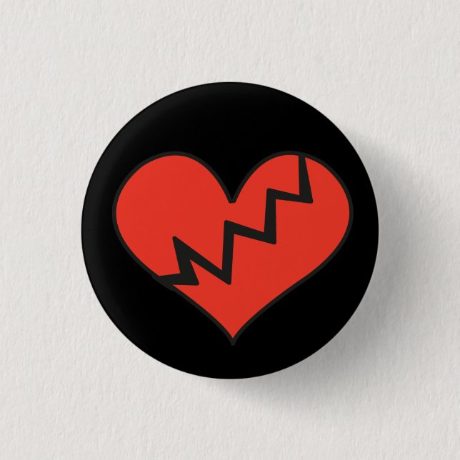 Broken Heart Badge Pin Button (Front)