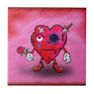 Broken heart ceramic tile
