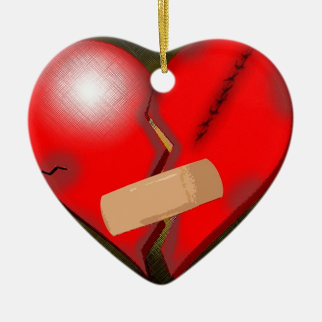 Broken Heart Ceramic Tree Decoration (Front)
