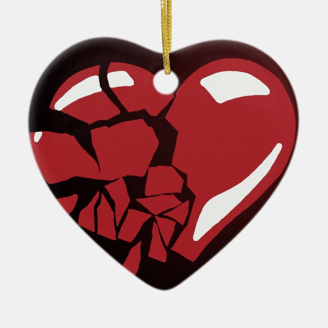 Broken Heart Ceramic Tree Decoration (Front)