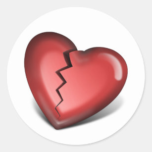 broken heart classic round sticker
