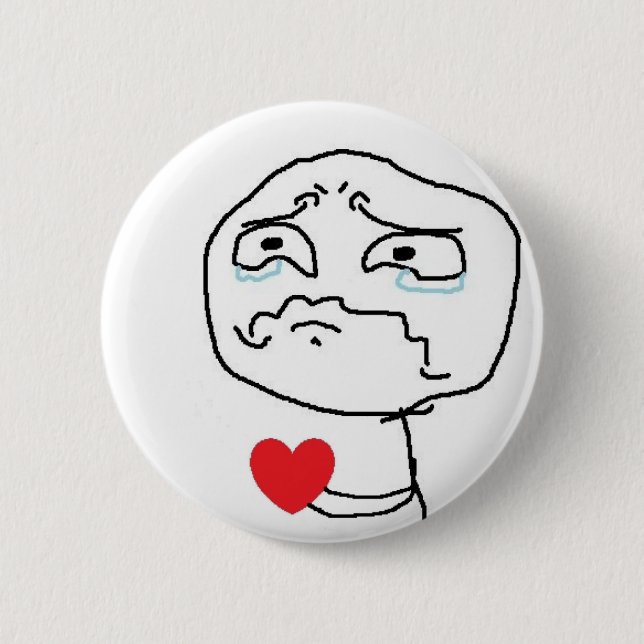 Broken Heart Comic Face 6 Cm Round Badge (Front)