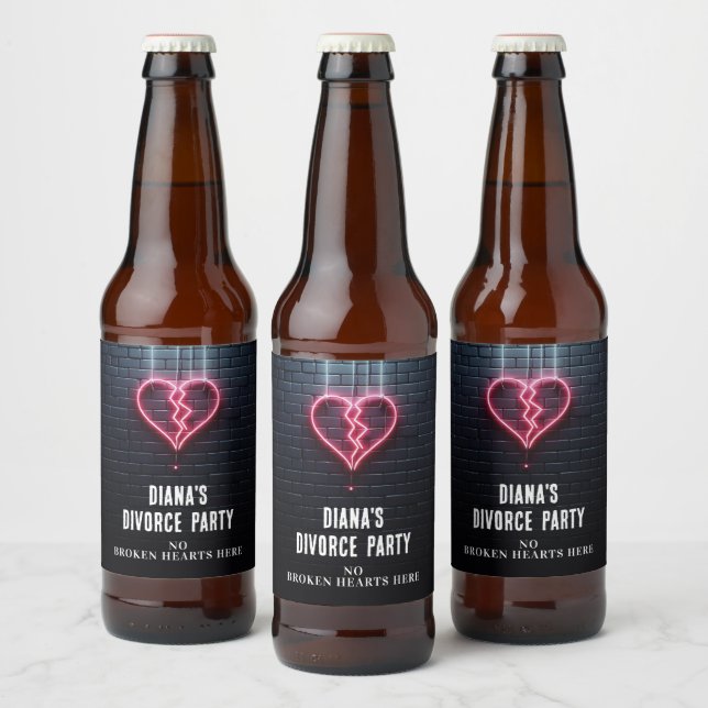 Broken Heart Divorce Party Beer Bottle Label (Bottles)