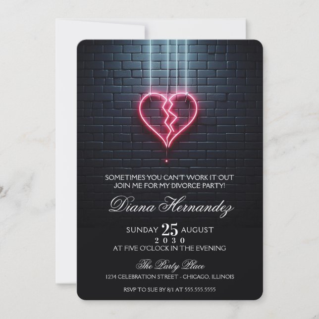 Broken Heart Divorce Party Invitation (Front)