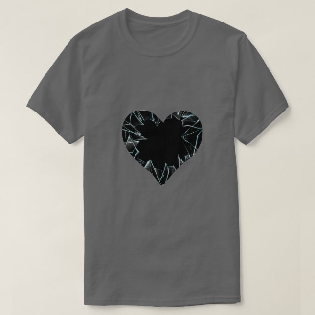 Broken Heart Glass Shattered  T-Shirt (Design Front)