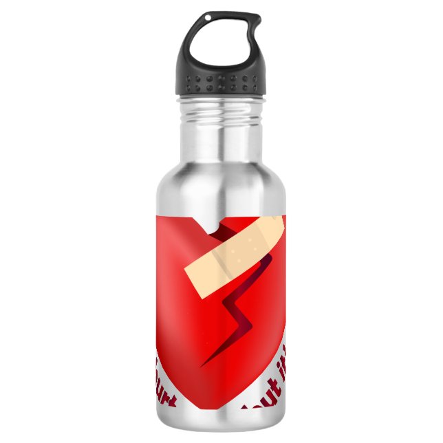 Broken heart healed with patch and life quote 710 ml water bottle (Front)