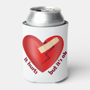 Broken heart healed with patch and life quote can cooler