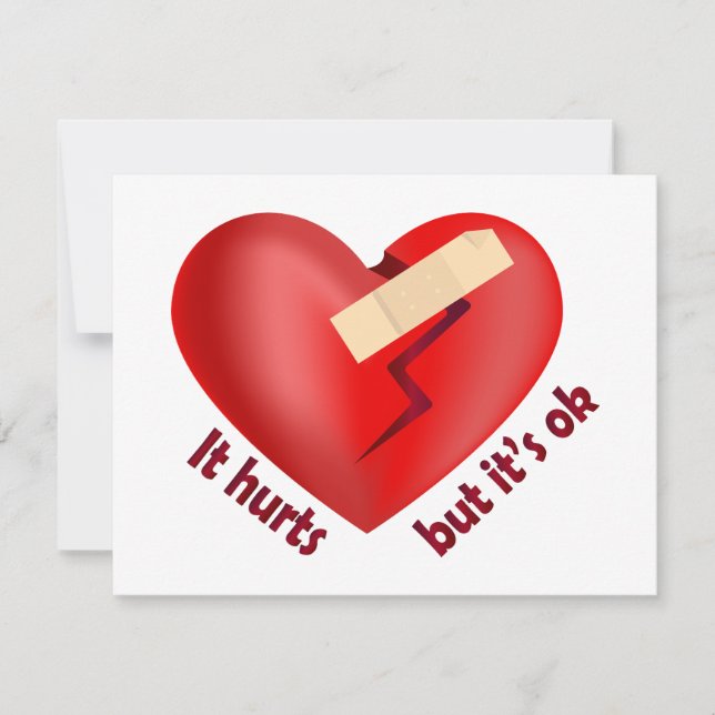 Broken heart healed with patch and life quote card (Front)