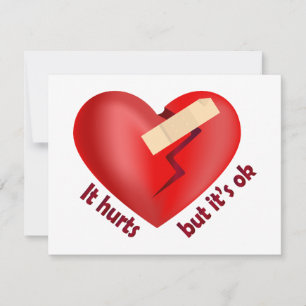 Broken heart healed with patch and life quote card