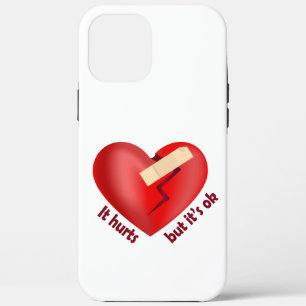 Broken heart healed with patch and life quote iPhone 12 pro max case