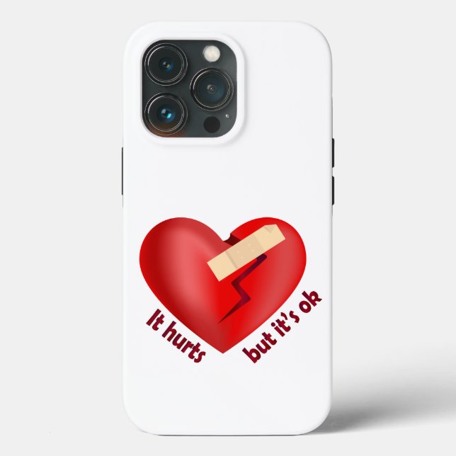 Broken heart healed with patch and life quote Case-Mate iPhone case (Back)