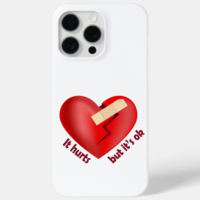 Broken heart healed with patch and life quote Case-Mate iPhone case (Back)