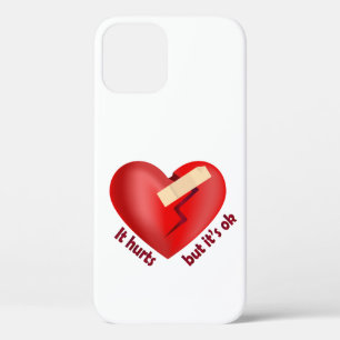 Broken heart healed with patch and life quote iPhone 12 pro case