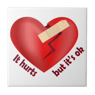 Broken heart healed with patch and life quote ceramic tile
