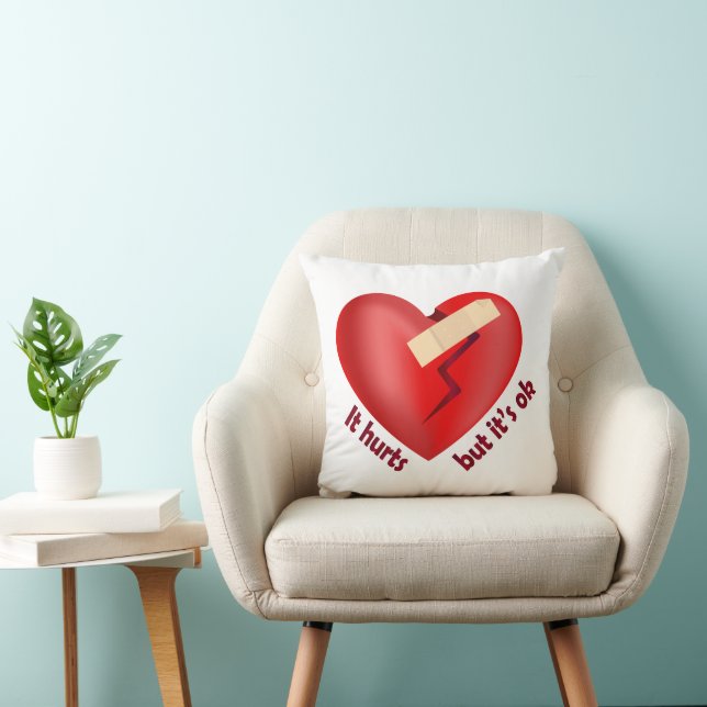 Broken heart healed with patch and life quote cushion (Chair)