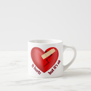 Broken heart healed with patch and life quote espresso cup