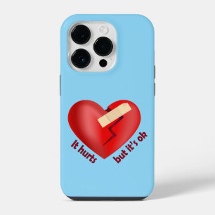 Broken heart healed with patch and life quote iPhone 14 pro case