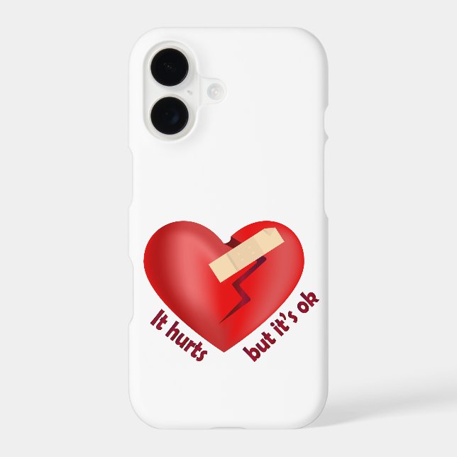 Broken heart healed with patch and life quote iPhone case (Back)