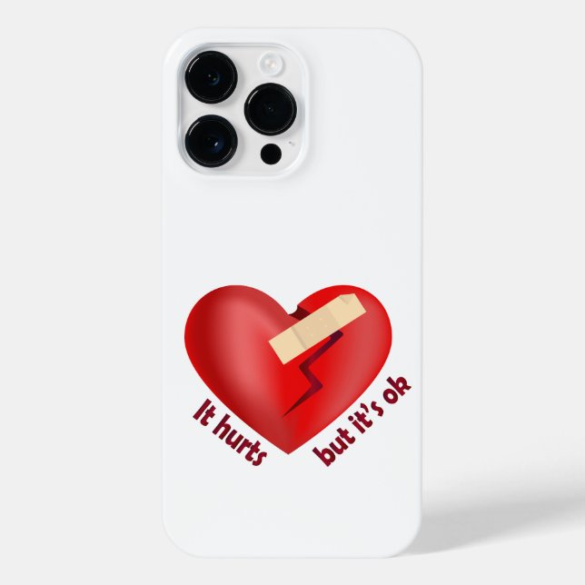 Broken heart healed with patch and life quote iPhone case (Back)