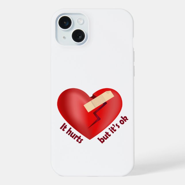 Broken heart healed with patch and life quote iPhone case (Back)