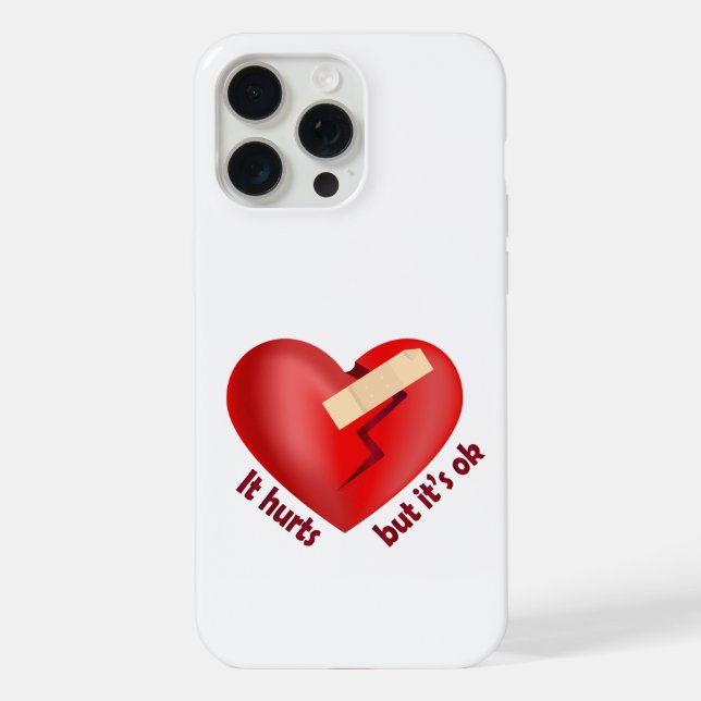 Broken heart healed with patch and life quote iPhone case (Back)