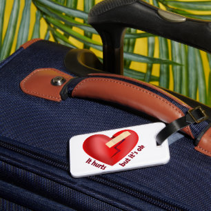 Broken heart healed with patch and life quote luggage tag