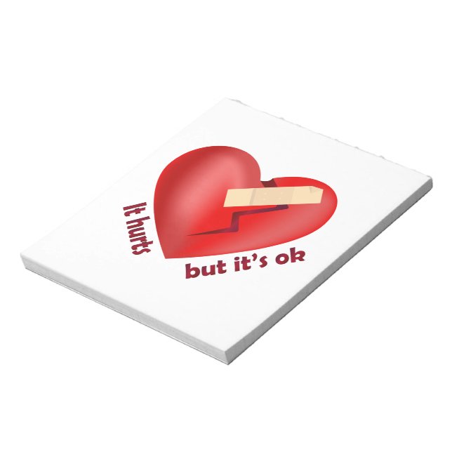 Broken heart healed with patch and life quote notepad (Rotated)