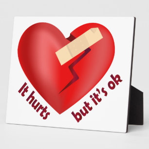 Broken heart healed with patch and life quote plaque
