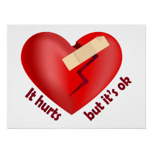 Broken heart healed with patch and life quote poster