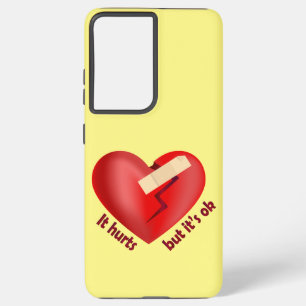 Broken heart healed with patch and life quote samsung galaxy case