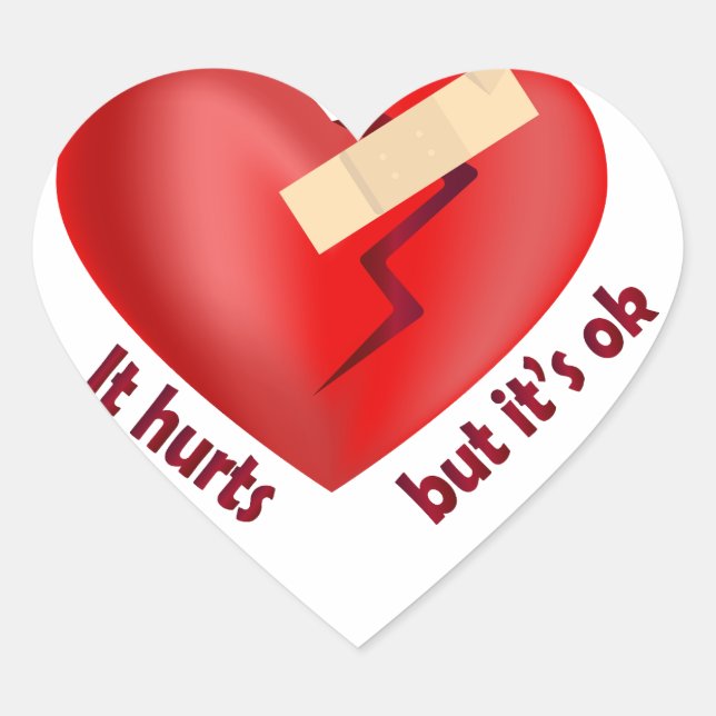 Broken heart healed with patch and life quote sticker (Front)