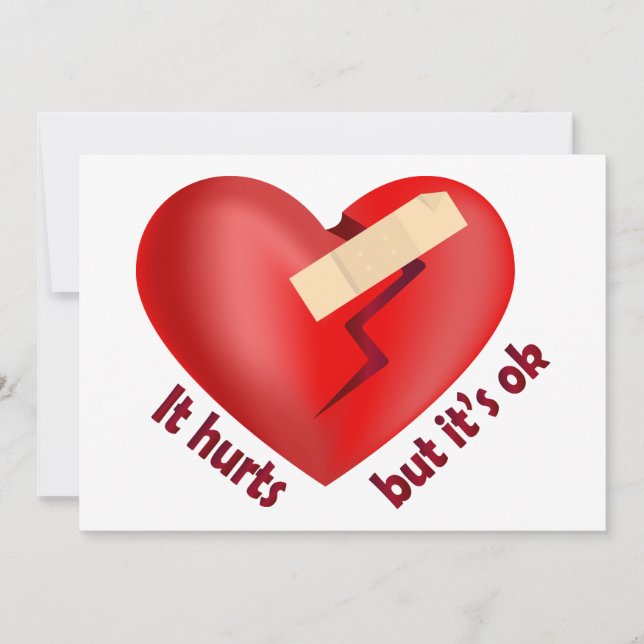 Broken heart healed with patch and life quote thank you card (Front)