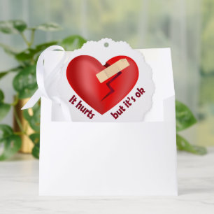 Broken heart healed with patch and life quote tree decoration card
