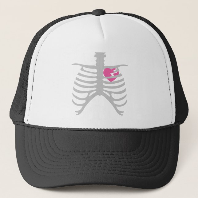 Broken Heart in Ribcage Trucker Hat (Front)