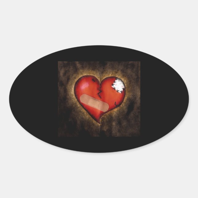 Broken Heart/Mending Heart-oval sticker (Front)