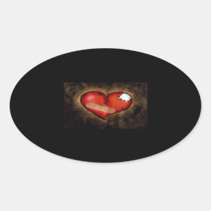 Broken Heart/Mending Heart-oval sticker