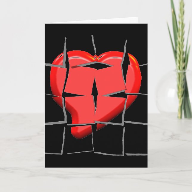 Broken Heart Puzzle Greeting Card (Front)