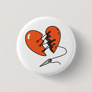 Broken Heart Red 3 Cm Round Badge