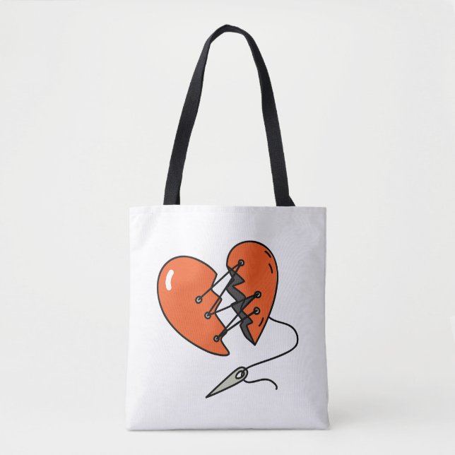 Broken Heart Red Tote Bag (Front)