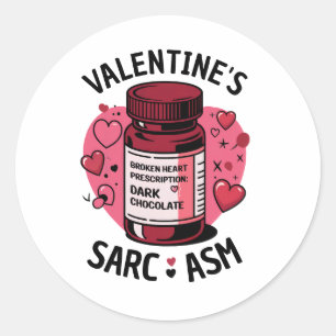 Broken Heart Rx Dark Chocolate Editable Valentine Classic Round Sticker