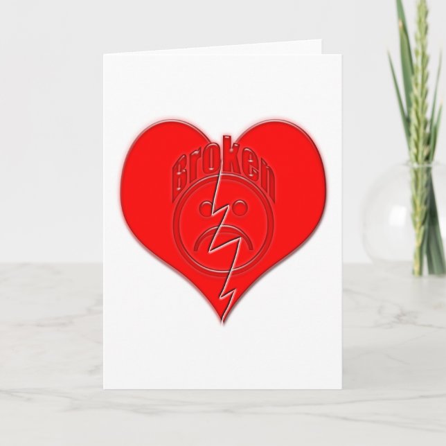 Broken Heart Sad Face Holiday Card (Front)