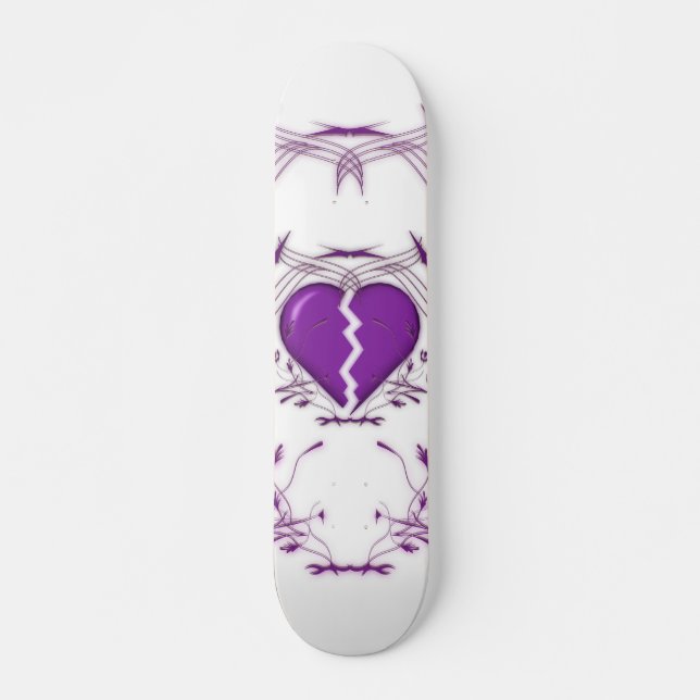 Broken Heart / Tribal Artwork (purple) Skateboard (Front)