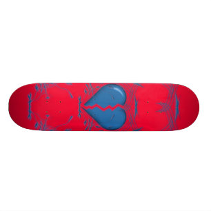 Broken Heart / Tribal Skateboard (red & blue)